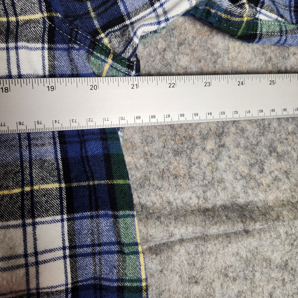 LL Bean Flannel Tunic Shirt Women M Blue Green Scotch Plaid Relaxed Fit Button - Picture 5 of 7